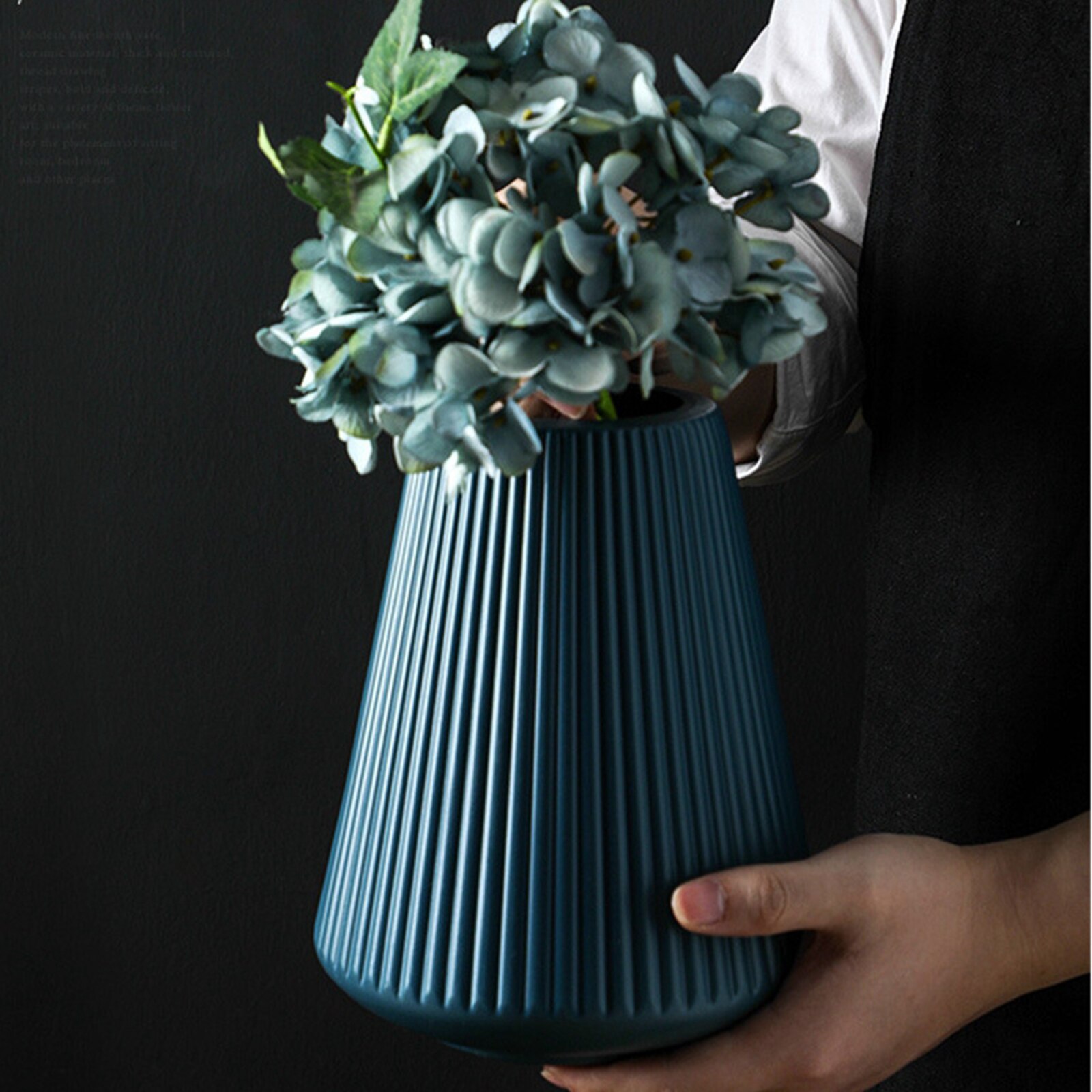 Flower Vase Decoration Plastic Flower Pot Houswarming Blue 8 Styles: Blue Style 2