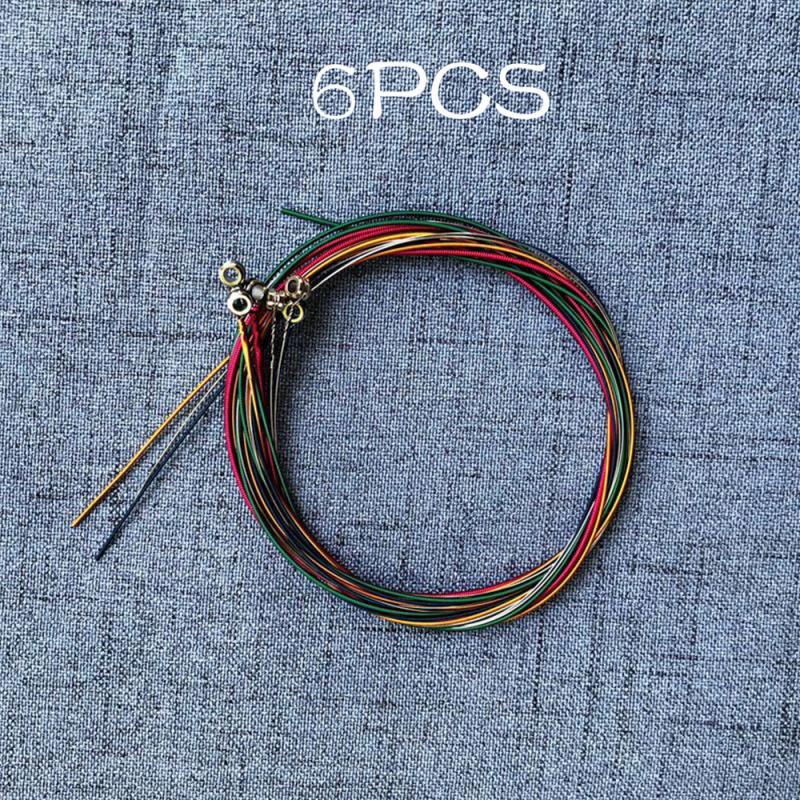 6pcs/Set Steel String Guitar Strings Acoustic Guitar Brass Strings Acoustic Guitar Steel Strings 4* Brass 2* Silver Strings: Colorful String