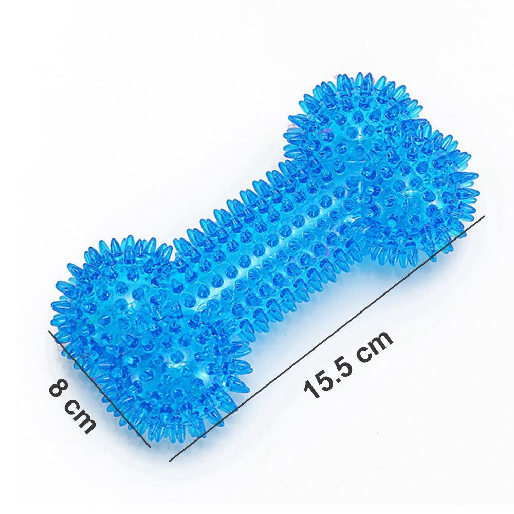 Pet Dog Squeaky Toy Dog Rubber Squeaker Toys Safety Durable Dogs Ball Toy for Dog Chew Toy Toothbrush Molar Toys Perro Juguetes: Blue Bone Dog Toy