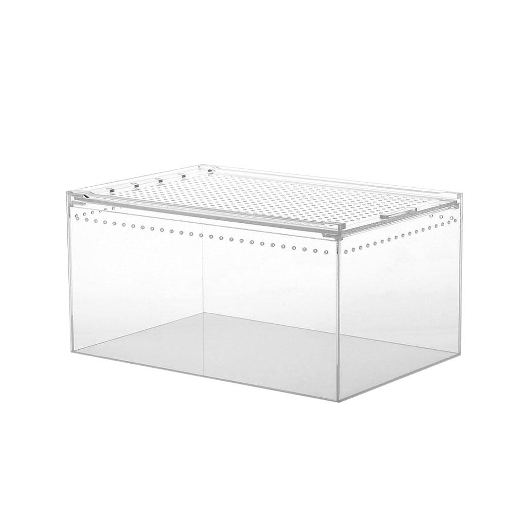 Reptile Breeding Box Acrylic Spider Lizard Transparent Insect Breathable Terrarium Leak-proof Crawling Pet Breeding Container: 20x15x10CM