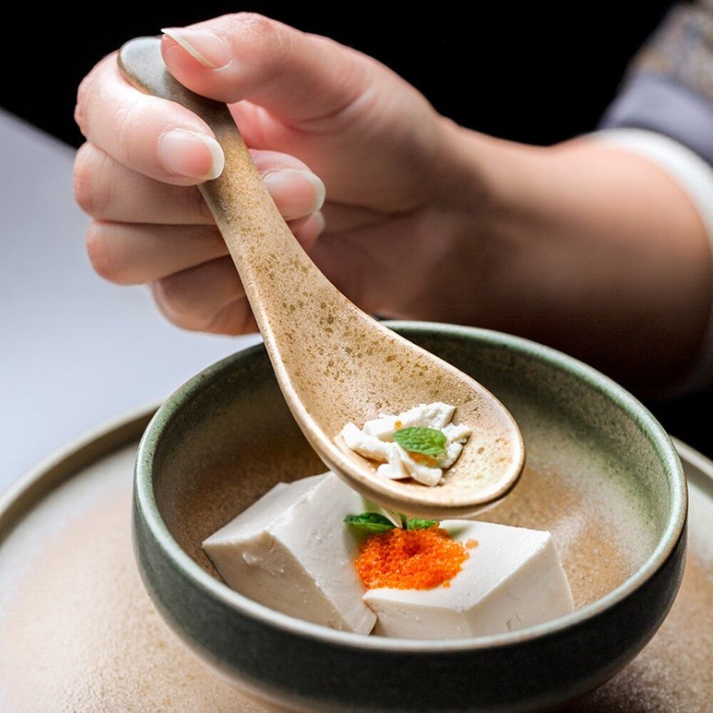 Japansk keramisk sked hushåll kinesiska soppskedar söt äta och dricka skedar serveringssked för köksredskap
