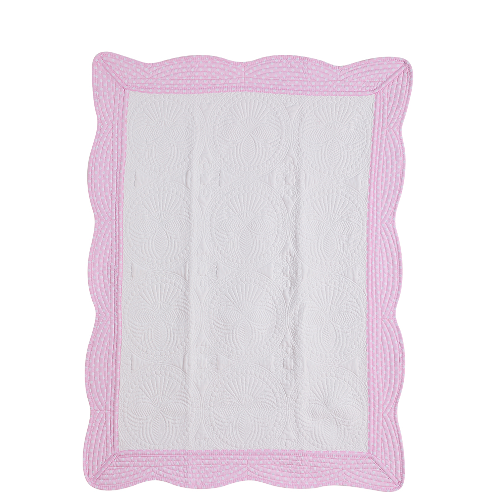 Cotton baby quilt monogrammed embossed patchwork embossed scalloped blanket for children four seasons: Purple