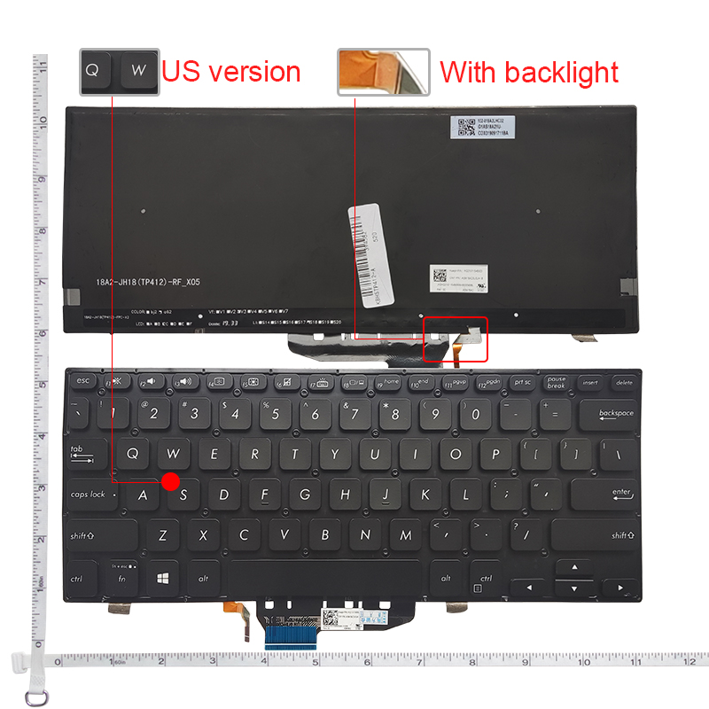 Teclado retroiluminado para portátil ASUS vivobook flip 14, TP412, TP412UR, TP412FA, TP412F, US/RU,: US Backlight