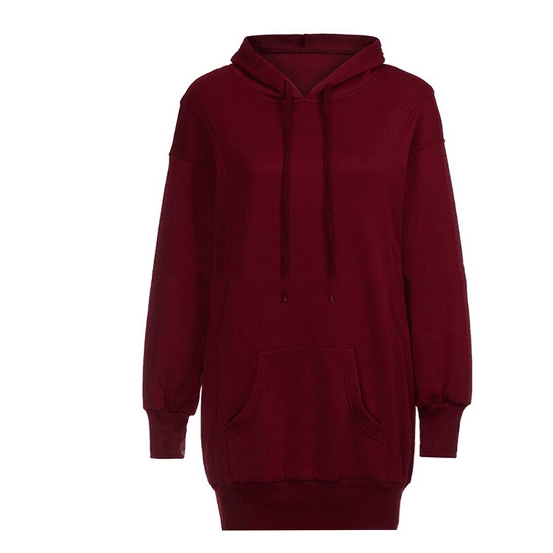 Sweat à capuche de Sport pour femmes, Long, couleur unie, décontracté, ample, tendance, Skateboard, automne, hiver