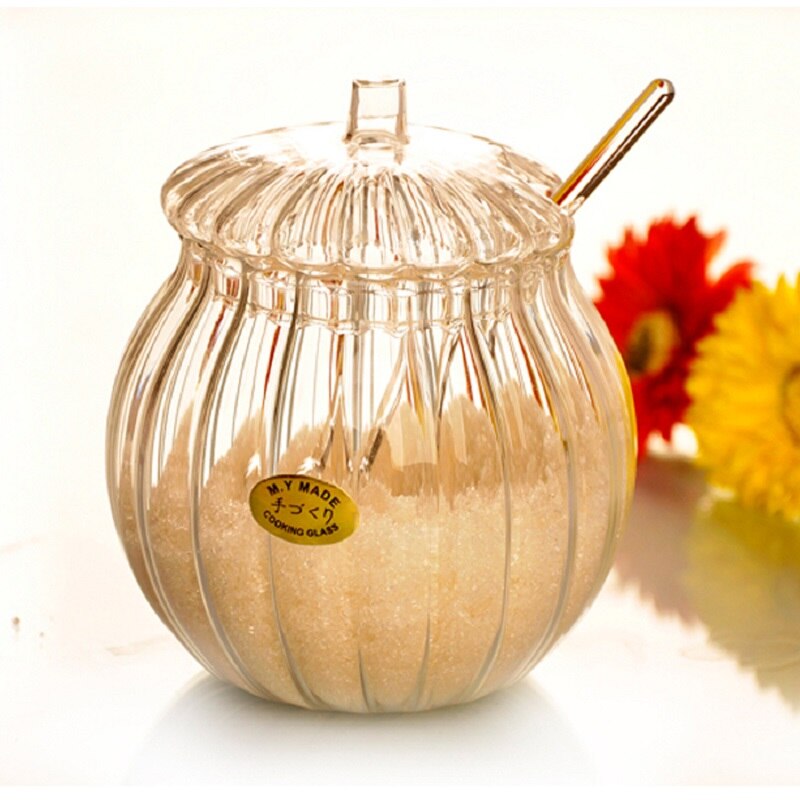Handmade Household Transparent Glass Candy Jar And Lids Spice Chicken Cooking Sugar Bow Mason Jar Kitchen Storage Tank Salt Pot