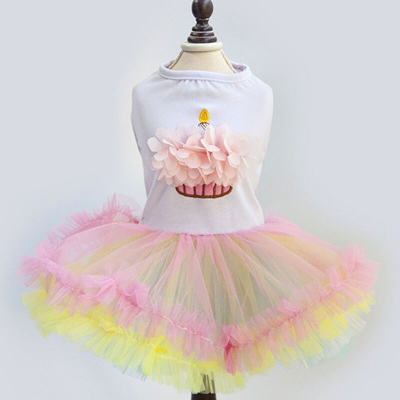 Carino canna Vestito Dal tutù per le Ragazze Cani cucciolo Principessa Abito Colorato Gonna di Pizzo animale domestico Vestiti Cupcake Abbigliamento per cagnolino XL: L