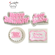 Aouke Gelukkige Verjaardag U Fabulous Decoreren Mallen Cake Silicone Mold Sugarpaste Chocolade Gumpaste Mal Van Klei