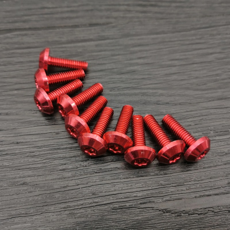 10 pièces boulons vis noir aluminium parure M6 x 20mm M5 x 16mm moto rouge anodisé 25mm boulons vis rouges M6 M5 tête de capuchon: M12x1.5 / Rouge