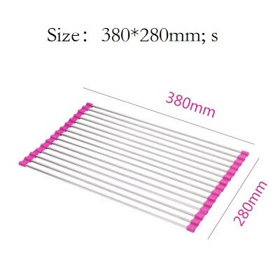 Foldable Dish Drying Rack Multi-Use Kitchen Silicone Drainer Over Sink Fruit Vegetable Meat Organizer Tray Drainer: A-15-Red(S)