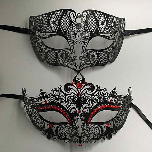 Luxus Metall Filigrane Strass Venezianischen Partei Maske Maskerade Paar Liebhaber WEIHNACHTEN Veranstaltung Hochzeit Maske viel: Schwarz rot Diamant