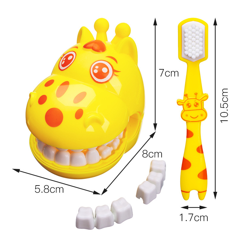 Söt giraff modellering tandläkare leksaker rollspel set tandborste låtsas leka sjukhus barn leksaker för barn