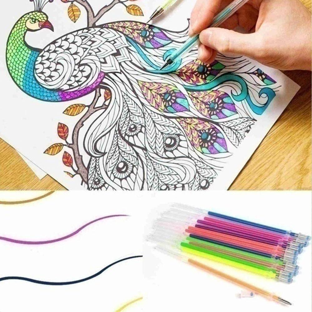 Gel pen refill 48 farve gel farver gel blyanter multi malerier farvet sæt refills farvet kerne gel pen taske blæk u1 d 3