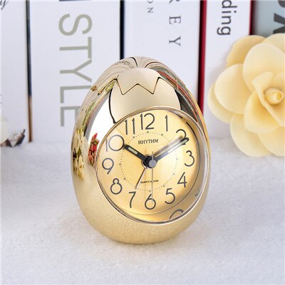 RHYTHM CUTE EGG SHAPE ALARM CLOCK ULTRA SILENT JUMPING MOVEMENT CLOCK TUMBLING BEEP ALARM,SEE-THROUGH PACK WHITE/PINK/GOLD COLOR