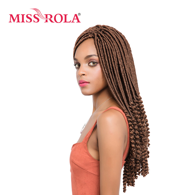 Miss Rola Faux Locs Curly Crochet Braid Hair 30# Kanekalon Low Temperature Fiber 18inch Synthetic Braiding Hair Extensions 5pcs