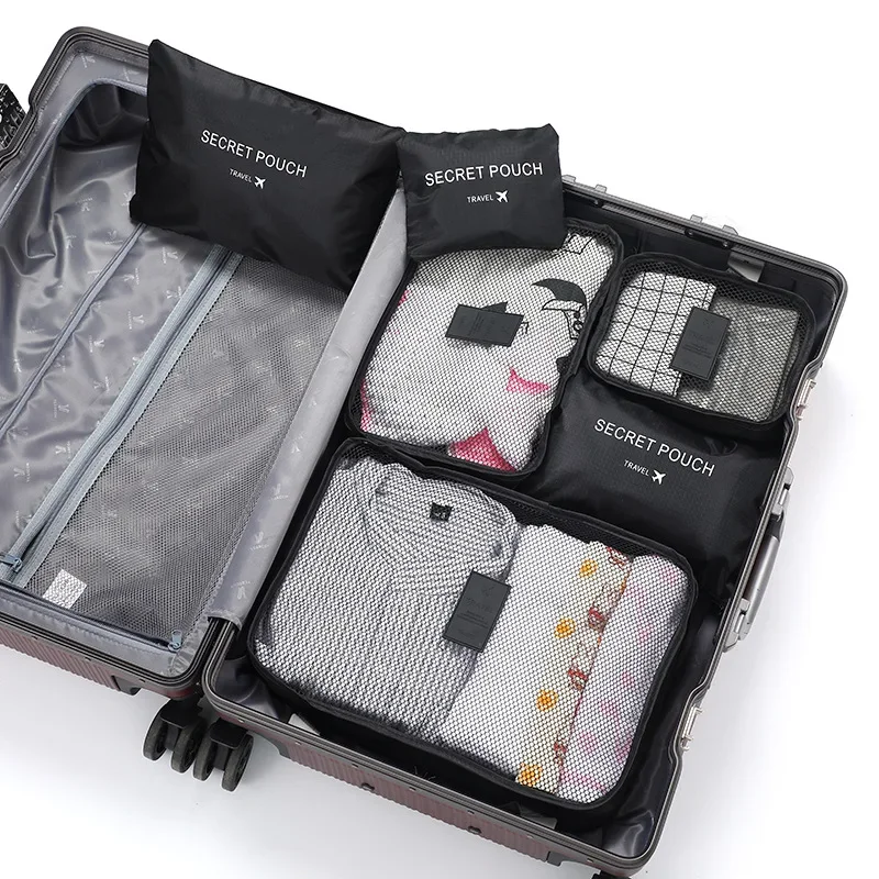 6/1Pc Travel Clothes Storage Waterproof Bags Portable Luggage Organizer Pouch Packing Cube 9 Colors Local Stock: black
