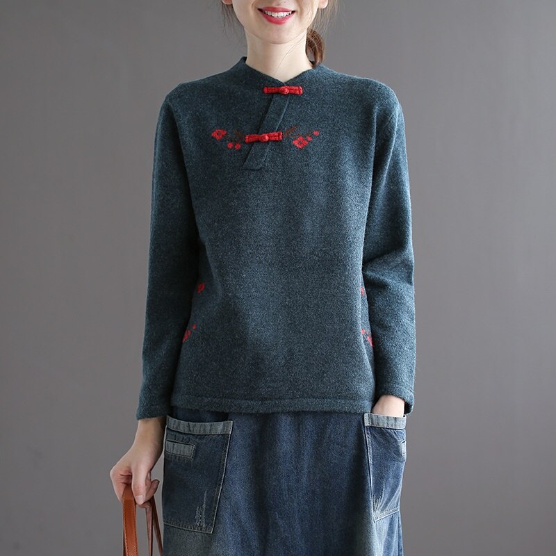 Traditional chinese blouse shirt tops for women mandarin collar oriental linen shirt blouse female cheongsam top AA4703