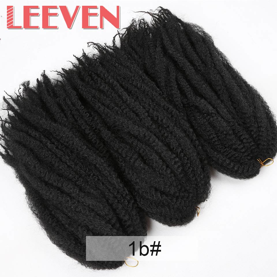 Leeven 18 ''5 unids/lote Afro trenzas Marley pelo trenzas de Crochet peinado pelo trenzado sintético extensión suave giro: #1B
