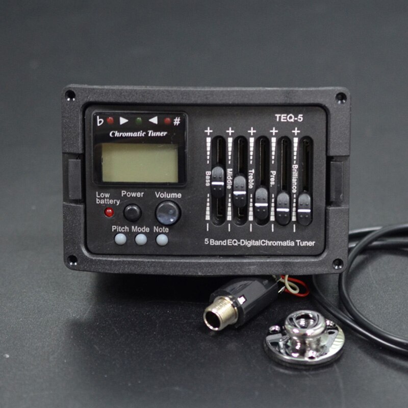 5- bånds akustisk guitar forforstærker eq equalizer klassisk akustisk guitar forstærker digital chromatia blend tuner piezo pickup: Med endestiftdæksel