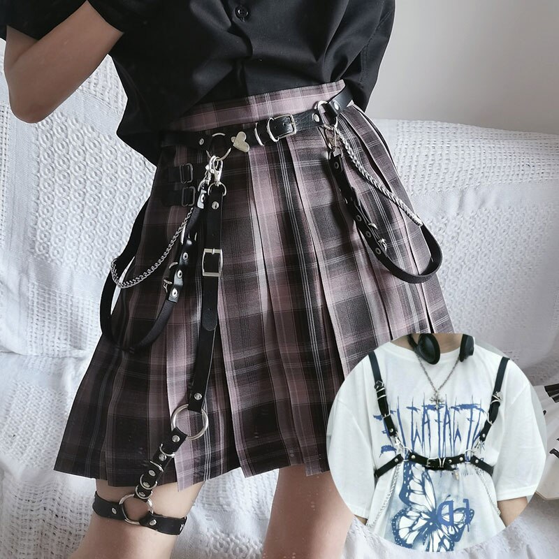 Punk Rock Detachable Chain Belt Multi-purpose Waist Chain Belt for Women PR: black belt