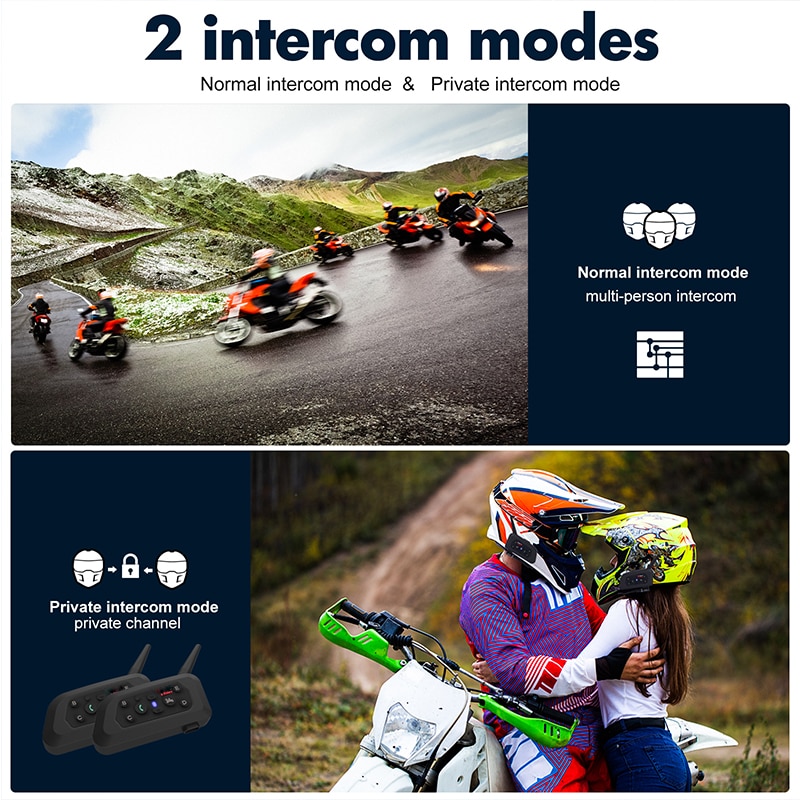 V6 Bluetooth Motorhelm Intercom Headset Met 1200M Bt V6 Plus Interphone Communicator Voor 6 Riders Waterdicht