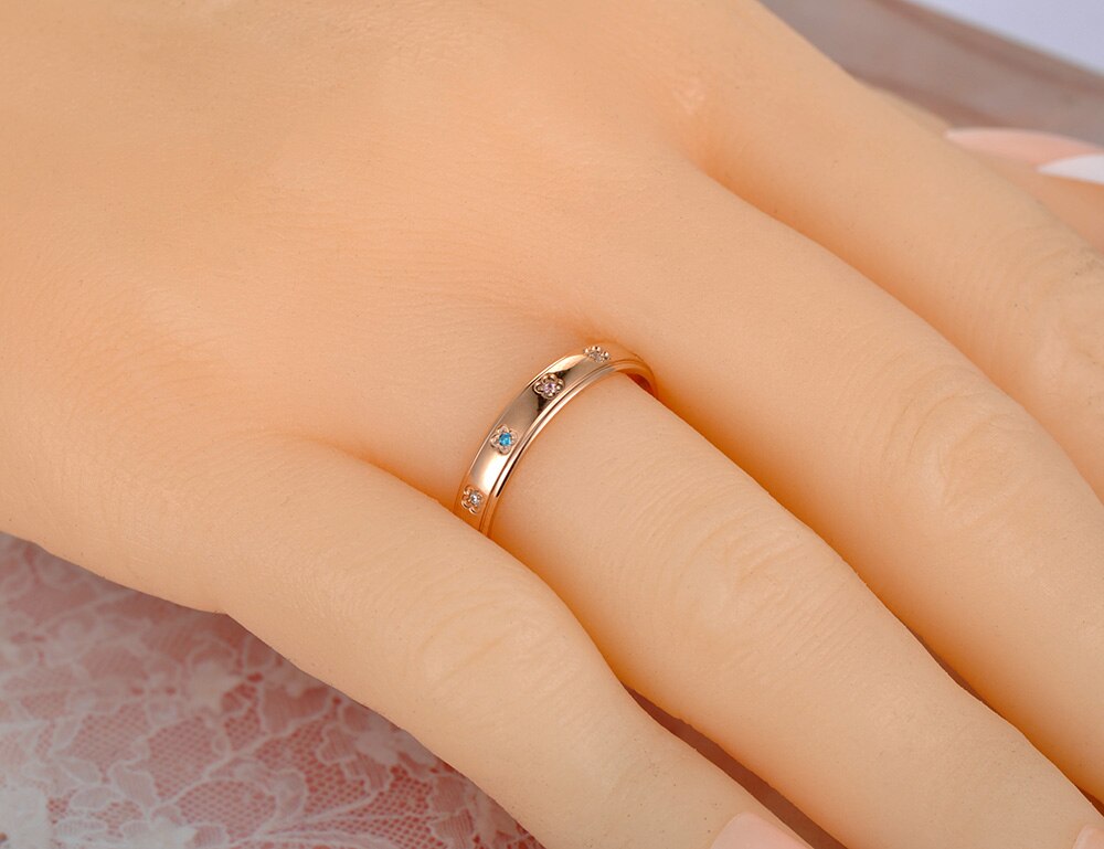 Lokaer originale titanium rustfrit stål vielsesring smykker rosa guld mosaik farverige krystal ringe til kvinder  r19150