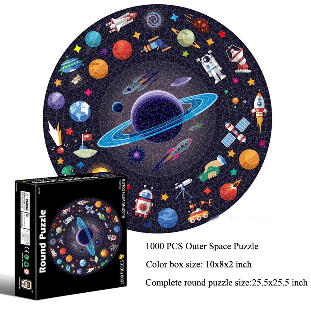 1000 Pieces Jigsaw Puzzles Educational Toy Scenery Space Stars Moon Earth Round Puzzle Game Toys for Adults Kids: 1000PCS RAINBOW