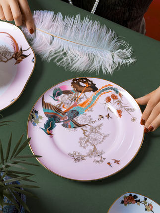 Assiettes à Dessert de luxe en porcelaine, vaisselle de table en céramique haut de gamme en club occidental, assiettes décoratives, boîte à