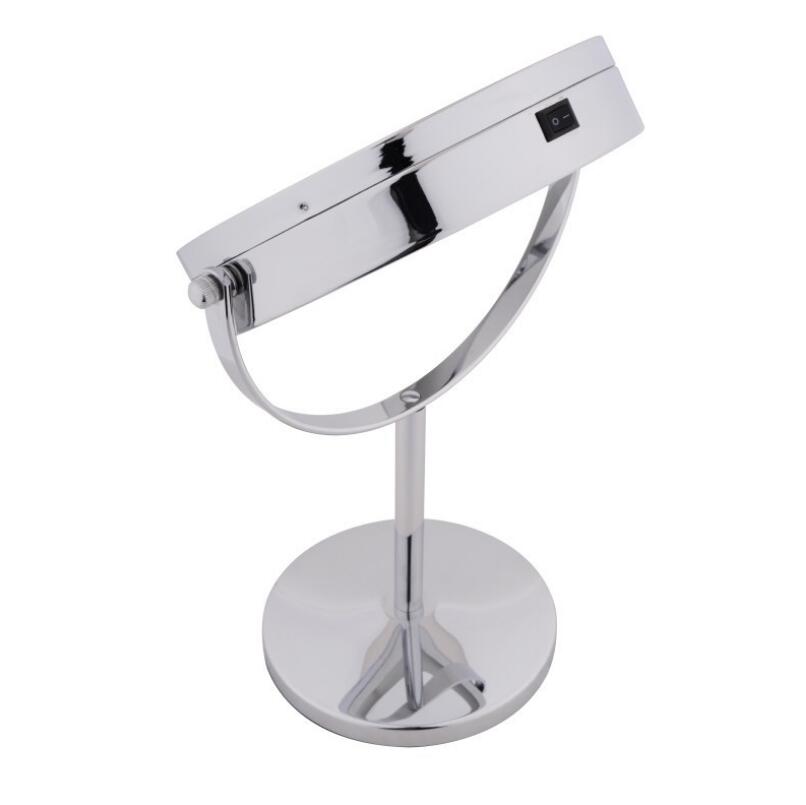 5 x 10x forstørrelsesglas 7 tommer makeup spejl med led lys 360 graders rotation dobbeltsidet metal skrivebord kosmetik spejl