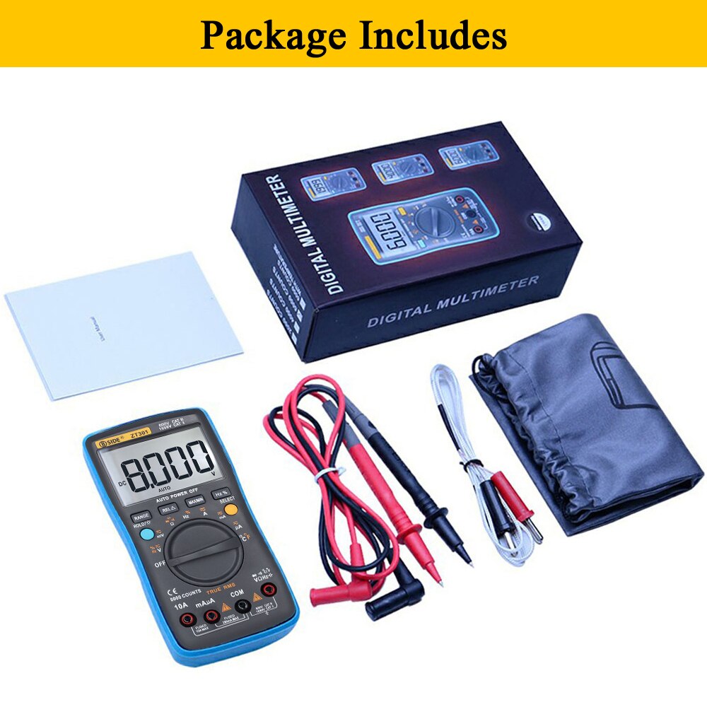 Digitale Multimeter Bside ZT301 302 True-Dc/Da Voltmeter Ammeter Multimetro Weerstand Hz Temp Tester