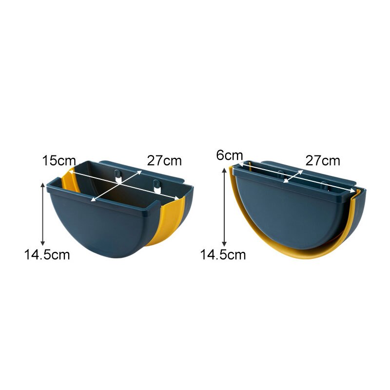 Wall Mounted Folding Waste Bin Door Cabinet Hanging Trash Can Bin Kitchen Bathroom Home Waste Storage Rack Box Cleaning Tool