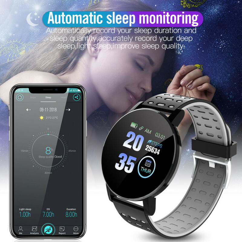 119 Plus Smart Horloge Armband Mannen Vrouwen Kids Activiteit Tracker Stappenteller Stappenteller Fitbit Sport Horloge Voor Android ios