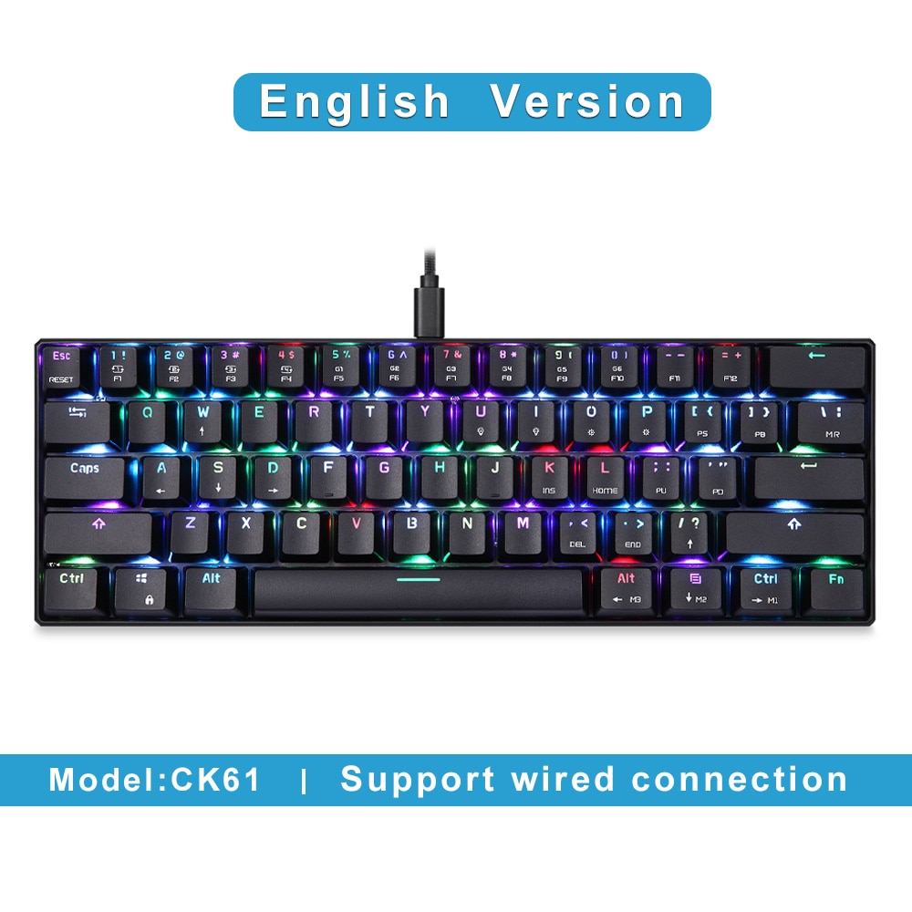 MOTOSPEED-Teclado mecánico CK61 CK62 para ordenador, periférico RGB para videojuegos en ruso e inglés, con todas las teclas Anti fantasma, para TV BOX y Gamer