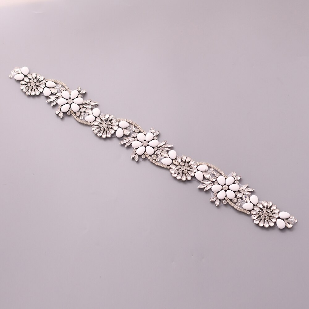 TRiXY S431 Elegante Silber Strass Gürtel Hochzeit Gürtel Schärpe Braut Gürtel für Frauen Brautjungfer Gürtel Juwel Gürtel für Braut Bund: Applikationen
