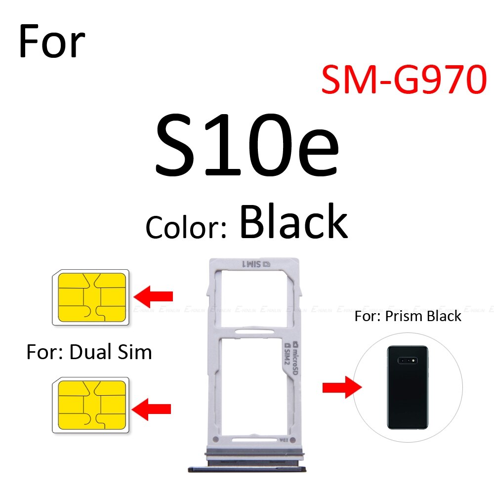 Sim Card Socket Slot Lade Reader Holder Connector Micro Sd Adapter Container Voor Samsung Galaxy S10e G970 Vervangende Onderdelen: S10e Single Black