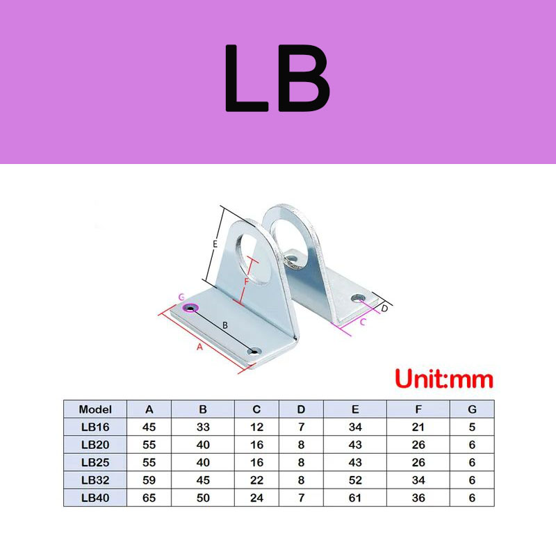 LB/SDB/Y/I/FA/F/U Joint Fitting Mounting Bracket For MA MAL16 20 25 32 40mm Mini Cylinder Accessories: Yellow / 3/4"