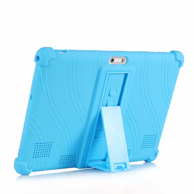 10.1 '' universele zachte siliconen hoes voor 10 10.1 inch android tablet pc schokbestendig effen gekleurde achterkant beschermende schaal + pen: Hemelsblauw