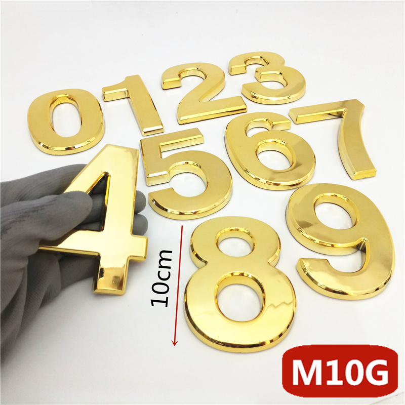 10cm 3D duży rozmiar nowoczesny dom numer drzwi hotelowe płyta adres domowy skrzynka pocztowa numery cyfry naklejki znak 0-9 złoty kolor