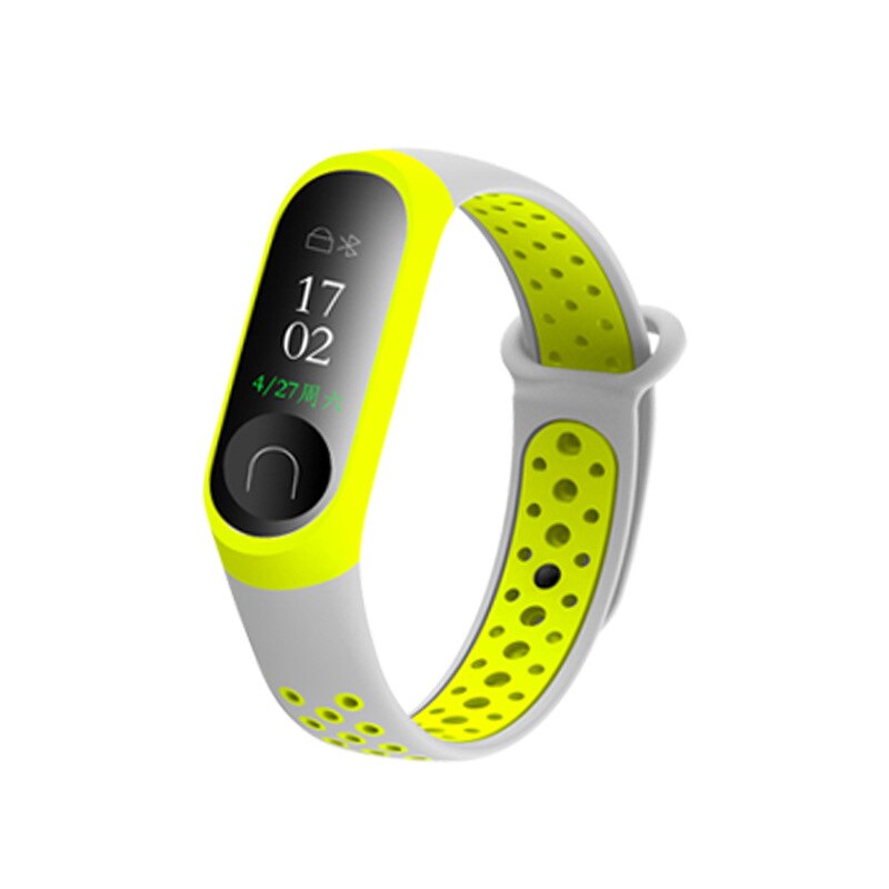 Sport Mi Band 3 Strap Wrist Strap For Xiaomi Mi Band 3 Sport Silicone Wristband For Mi Band 3 Smart Watch Bracelet Accessories: gray and green