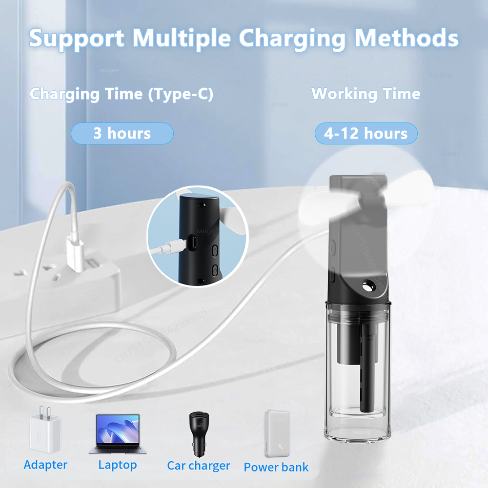Portable Humidifier Fan Mini Handheld Water Mist Fan USB Rechargeable Small Mist Spray Fan Mini Small Hand Fan with Humidifier
