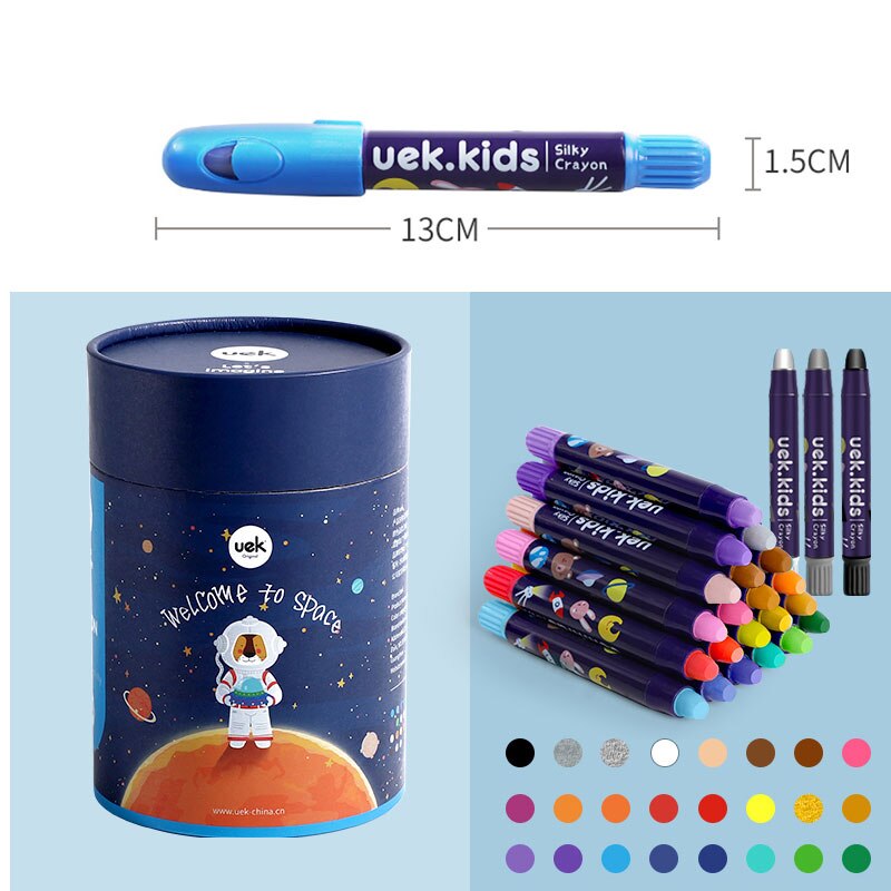 24pcs Kids Washable Crayons Non Toxic Silky Washable Twistable Gel Crayon Large Crayons Safe for Baby Children Pastel Watercolor