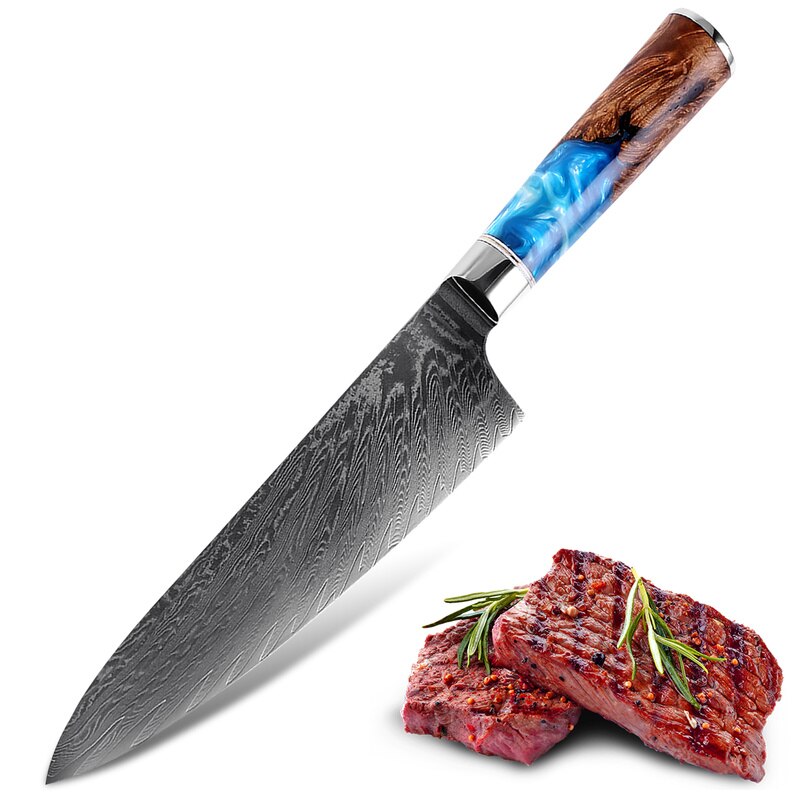 8" Japanese Chef Knife 67-Layer Damascus Steel VG10 Kitchen Knife Meat Fish Fruit Vegetables Slicing Cleaver Knife