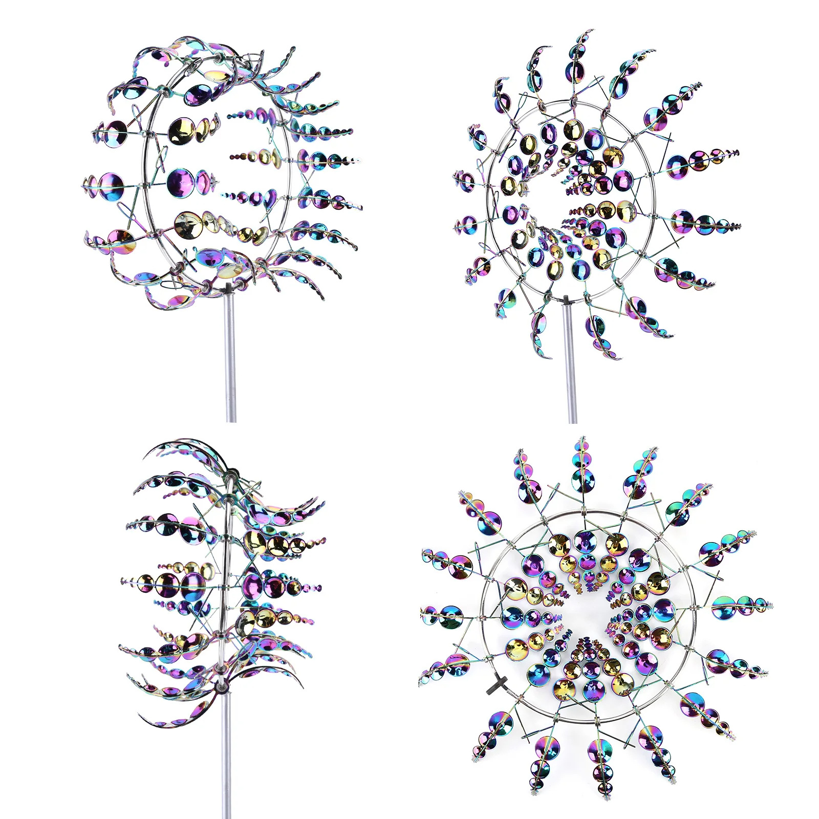 1pc Magical Kinetic Metal Windmill Spinner Unique Wind Powered Catchers Patio Garden Lawn Outdoor Courtyard Decoration