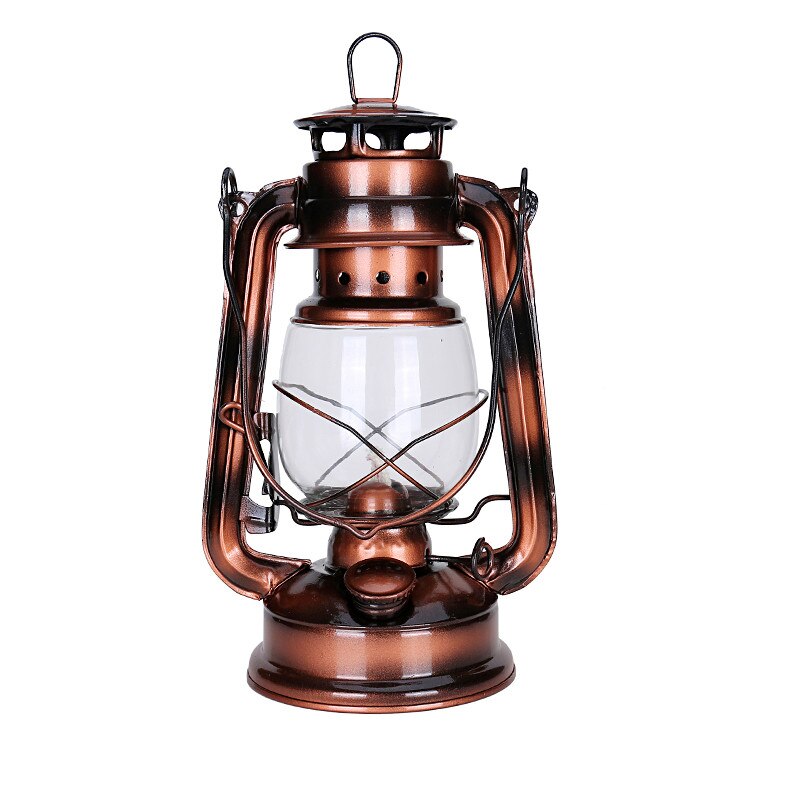 Lampe Kerosene rétro classique de 25cm, 6 couleurs, 235, lanterne à intensité réglable, mèche, lumières portables, ornement: Height 25cmCinnamon