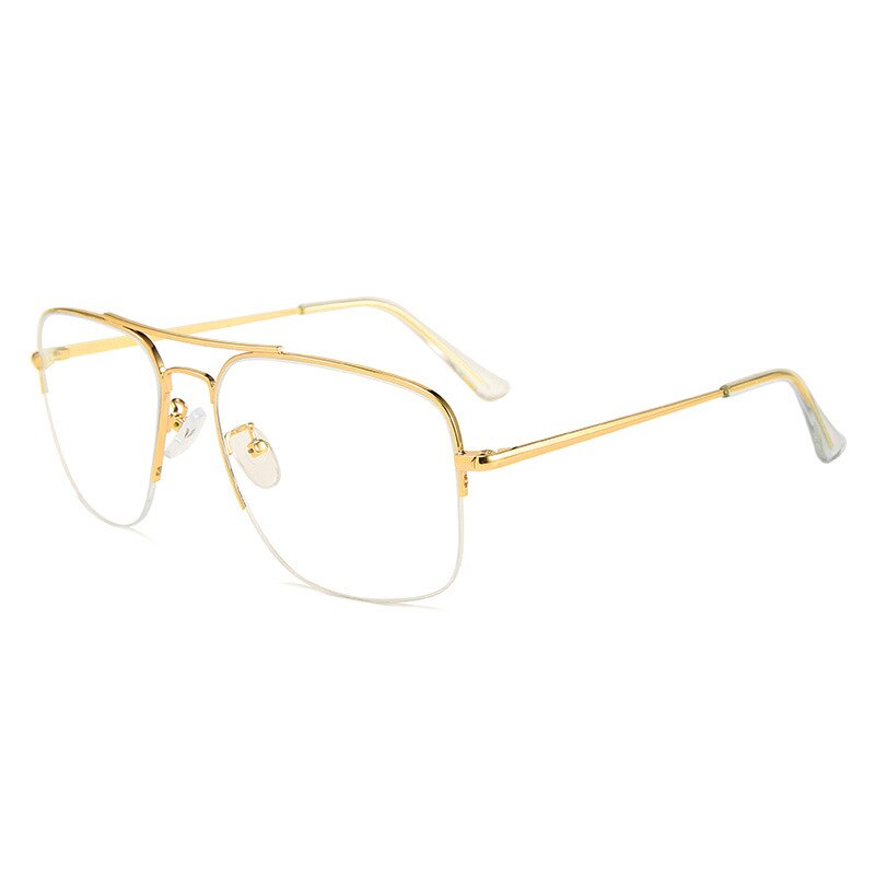 Elbru Plain Glasses Anti-blue Light Glasses Large Comfortable Frame Clear Lens SpectacleS For Men And Women: Gold