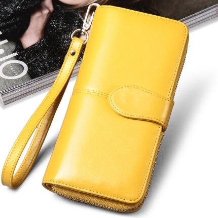 Aliwood Women Wallet Clutch Brand Coin Purse Leather Female Wallet Card Holder Long Lady Clutch Carteira Feminina: YELLOW