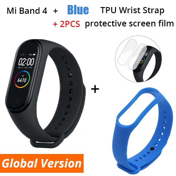 Originale Xiao mi mi fascia 4 Globale versione Di Smart braccialetto 3 Di colore schermo AMOLED mi FASCIA 4 Fitness Traker Bluetooth smartband: GL n Blue Strap