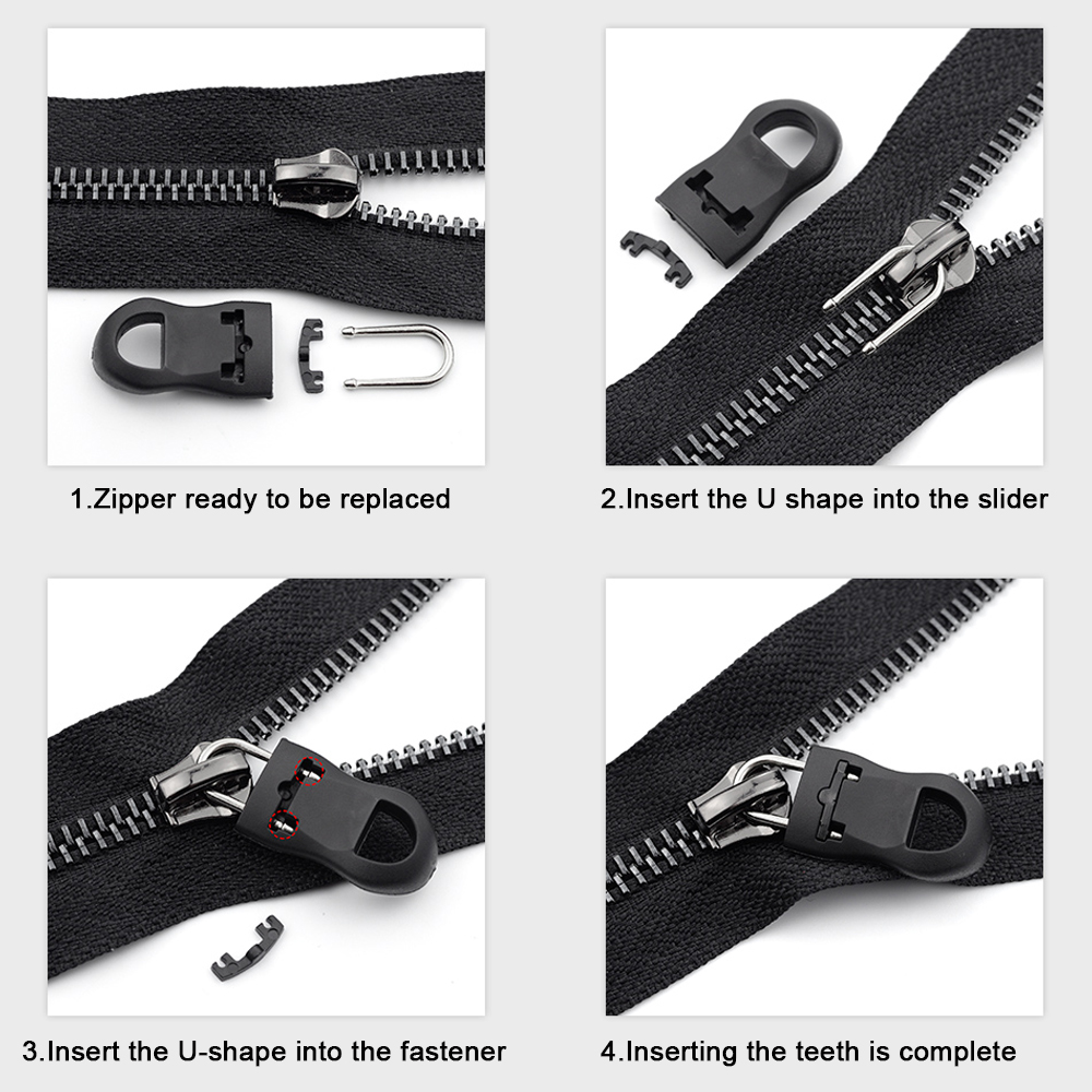 Universal replacement zipper pull head repair kit clothing zipper travel bag luggage backpack zipper pull head holder