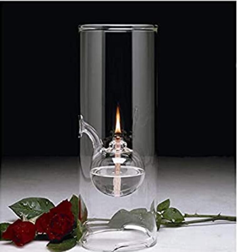 Memeokon håndlavet glas cylindrisk olielampe borosilikat inklusive bliss ophængt orkanlysholder ærmelampe