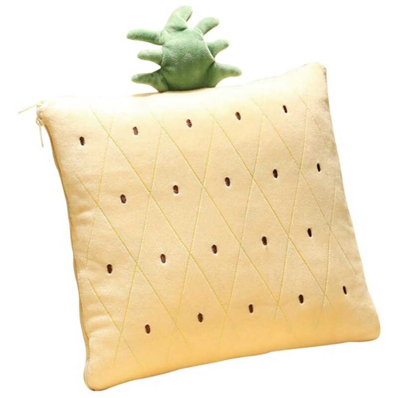 Kussen met dubbele functie fruitkussen quilt donkergroen cactus dutje kussen cartoon multifunctioneel auto kussen kantoor kussen deken: Geel