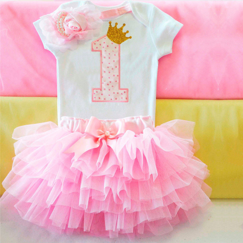 Baby fødselsdagskjole 1 år 3 stk outfits spædbarn småbørn pige tøj nyfødt baby tyl tutu vestido et år print tøj: Punkt 5